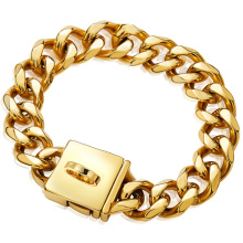 Custom Bully Dog Accessories Gold Chain Pit Bull  Dog Collar 23MM Stainless Dog Choker 18K Cuban Chain  Pet Collars